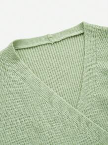 SHEIN Áo len Bà bầu Trọn gói Thắt nút màu trơn Giải trí - Màu xanh Bạc hà - Xem 7