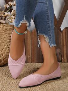 Zapatillas de ballet planas de punto con punta puntiaguda - Rosa - Ver 6