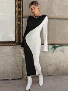 SHEIN Privé 兩色洋裝 - 黑與白 - 查看 6