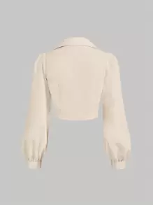 SHEIN MOD Camisa corta con manga farol y botones delanteros lisos, blusas de manga larga