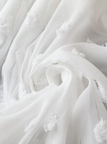 SHEIN LUNE Plus Swiss Dot Cold Shoulder Split Thigh Dress Maxi Trang phục dành cho nữ - trắng - Xem 5