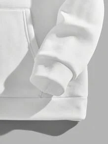 Manfinity VCAY Men Slogan & Cartoon Graphic Hoodie, For Fall Winter - White - View 3