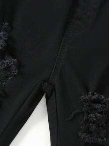 Quần jean ống loe rách cô gái trẻ - màu đen - Xem 5