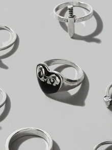 ROMWE Fairycore 9入組時尚鋅合金蝴蝶&蜘蛛裝飾圓環適合女士日常裝飾