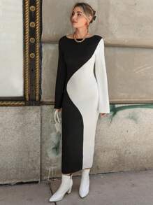 SHEIN Privé 兩色洋裝 - 黑與白 - 查看 4