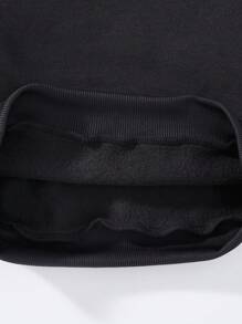 Young Girl' Smiling Face Print Casual Sweatshirt - Black - View 8