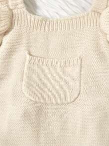 女嬰 1 入組荷葉邊口袋貼片整體針織連身褲 - 杏色 - 查看 5