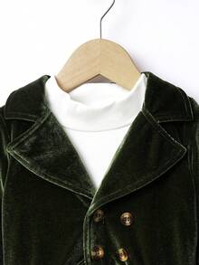 Bebé niño Cazadora con botones de terciopelo con pantalones - Verde militar - Ver 4