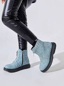 de moda para niños Shorts mezclilla Botas con de metal Decoración
