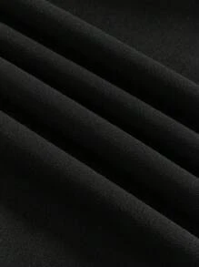 Tween Girl 1pc Slogan Graphic Drop Shoulder Thermal Lined Tissue Sweatshirt - Black - View 5