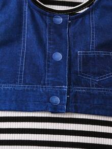 SHEIN 女小童條紋印花洋裝和夾克背心 - 彩色 - 查看 4