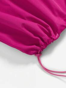 SHEIN Coolane Drawstring Waist Wide Leg Pants - Hot Pink - View 4