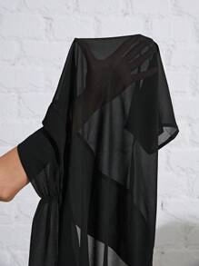 SHEIN Essnce Talla grande Cazadora unicolor con parte delantera abierta - Negro - Ver 6