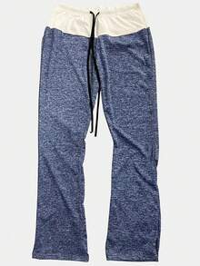 加抽繩腰闊腿褲 - 藍色 - 查看 3