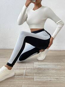 SHEIN Essnce Colorblock High Waist Leggings - Multicolor - View 1