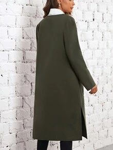 EMERY ROSE Túi Kép Viền chia cắt Áo khoác - màu đen - Xem 2