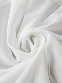 SHEIN LUNE 大碼蕾絲拼接一字肩荷葉邊連衣裙不附腰帶 - 白色 - 查看 5