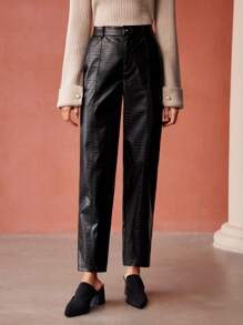 MOTF PREMIUM REPTILE PU LEATHER PANTS - Black - View 7