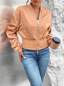 SHEIN Essnce Bomber Épaule tombante Zippé