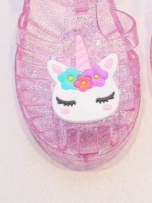 可愛兒童平底涼鞋,夏季戶外時尚卡通公主鞋,適合女孩 - 粉色 - 查看 3