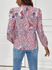 SHEIN LUNE 佩斯利印花燈籠袖襯衫 - 彩色 - 查看 2