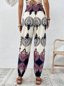SHEIN VCAY In Đồ họa Nút phía trước Quần - Nhiều màu - Xem 2