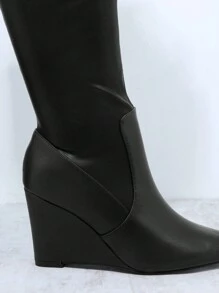 SHUZIA Point Toe Over The Knee Boots - Black - View 2