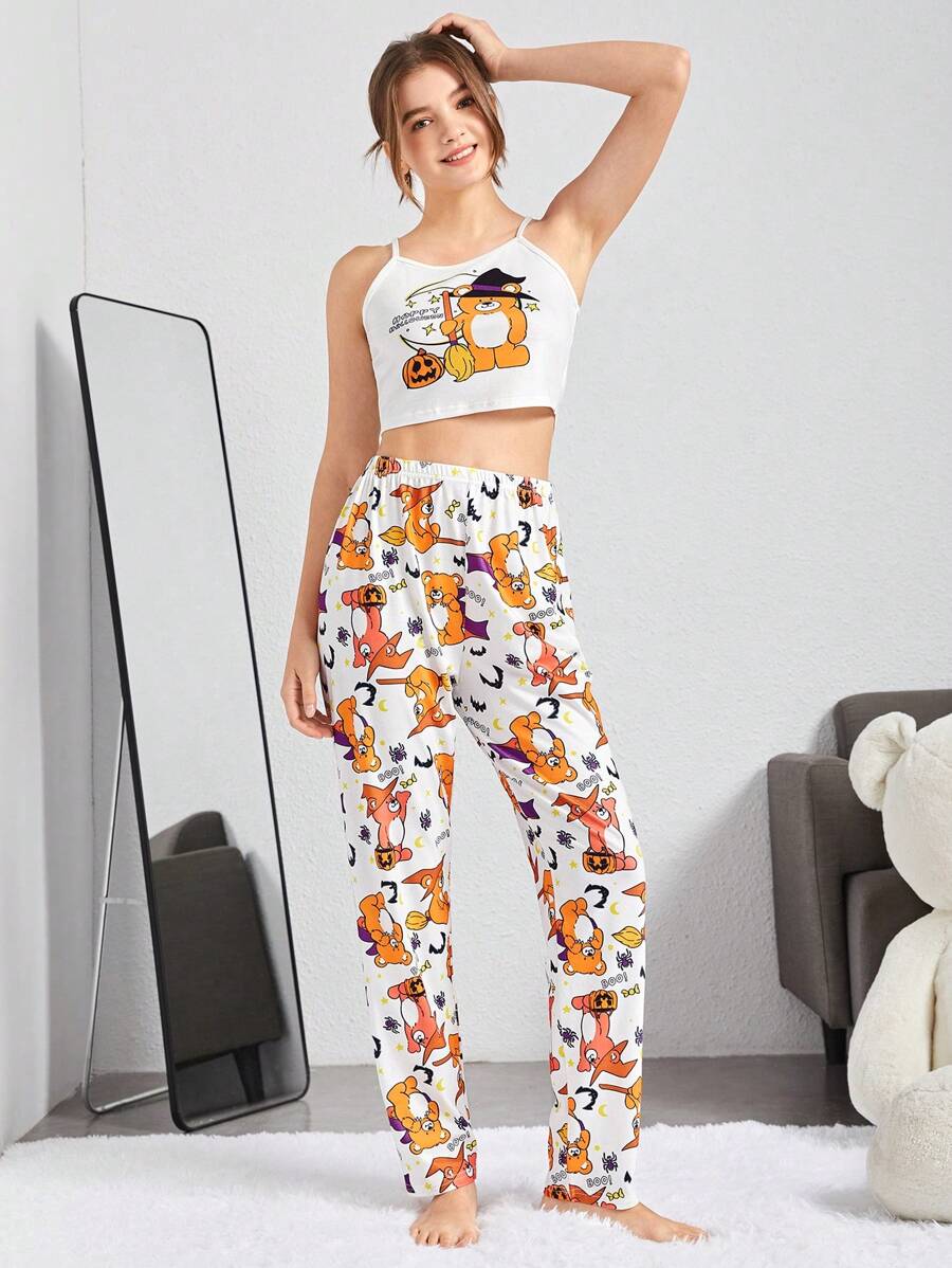 Tween Girl Cartoon Graphic Cami Top & Pants PJ Set - Multicolor - View 1