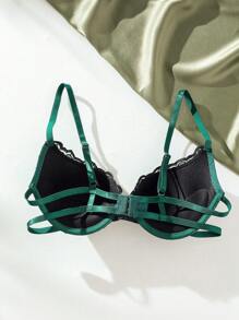 Lencería De Sostén Bordado Con Soporte De Aros - Verde Oscuro - Ver 2