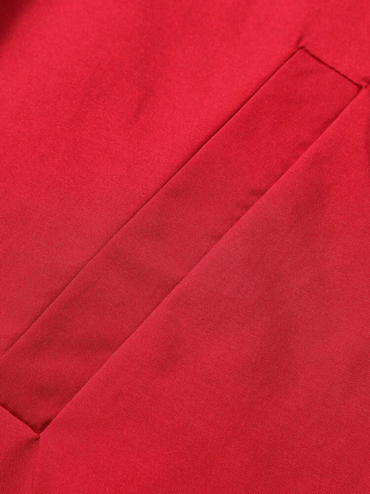 Loose Fit Men's Letter Graphic Colorblock Jacket With Striped Trim