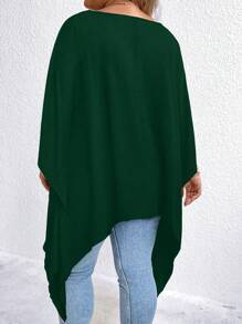 SHEIN LUNE 大碼不對稱下擺T恤 - 墨綠色 - 查看 8