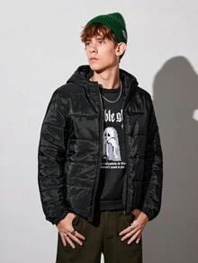 Áo khoác có mũ trùm đầu đệm túi chéo cho bé trai tuổi teen - màu đen - Xem 3