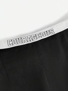 SHEIN EZwear Contrast Foldover Waist Flap Pocket Side Cargo Pants