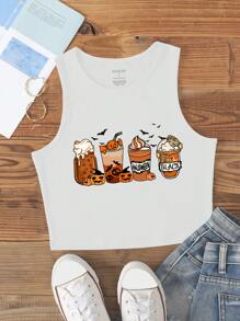 SHEIN LUNE 卡通圖案短款背心