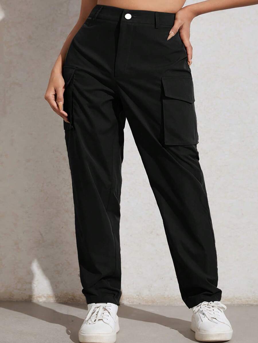SHEIN EZwear Quần Plus Size - màu đen - Xem 1