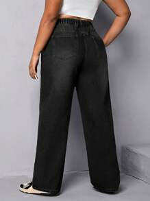 SHEIN EZwear Hơn Cao eo Quần legging thẳng - màu đen - Xem 2