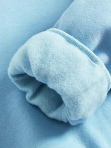 少女字母图案保暖内衬卫衣 - 淺藍色 - 查看 5