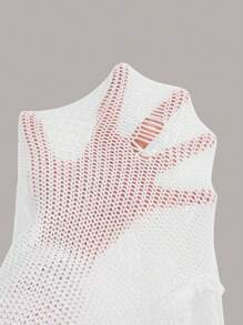 SHEIN ICON Off Shoulder Ripped Crop Sweater - White - View 5