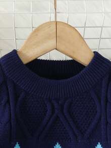 Young Boy Argyle Pattern Cable Knit Sweater - Multicolor - View 4