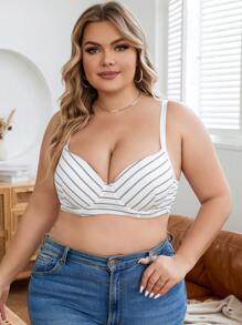Plus Size Bras & Bralettes Mencetak - Putih - View 5