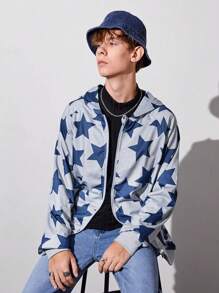 Teen Boy Star Print Zip Up Hoodie