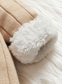 SHEIN Đứa bé trai Nút phía trước Nhiệt Đan Áo liền quần & Mũ - Màu be - Xem 4