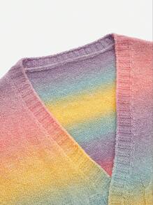 SHEIN Maternity Ombre Drop Shoulder Cable Knit Duster Cardigan - Multicolor - View 8