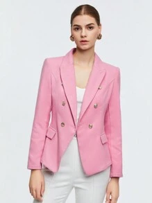 BizChic Chất rắn Đôi ngực Áo vest - Hồng - Xem 1