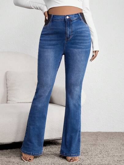 SHEIN Maternity High Waist Flare Leg Jeans Mom Jeans