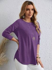 EMERY ROSE Knopen rug Gebogen zoom T-shirt