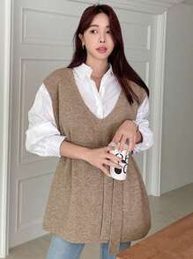 DAZY 1pc Belted Sweater Vest