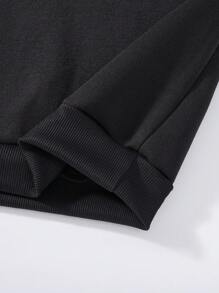 Young Girl Letter & Butterfly Print Thermal Sweatshirt - Black - View 5