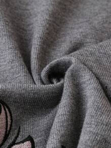 SHEIN LUNE Áo len thêu hoa Plus - Xám - Xem 5