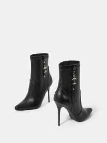 SheIn SXY 女士們流行和時尚黑色戶外靴子